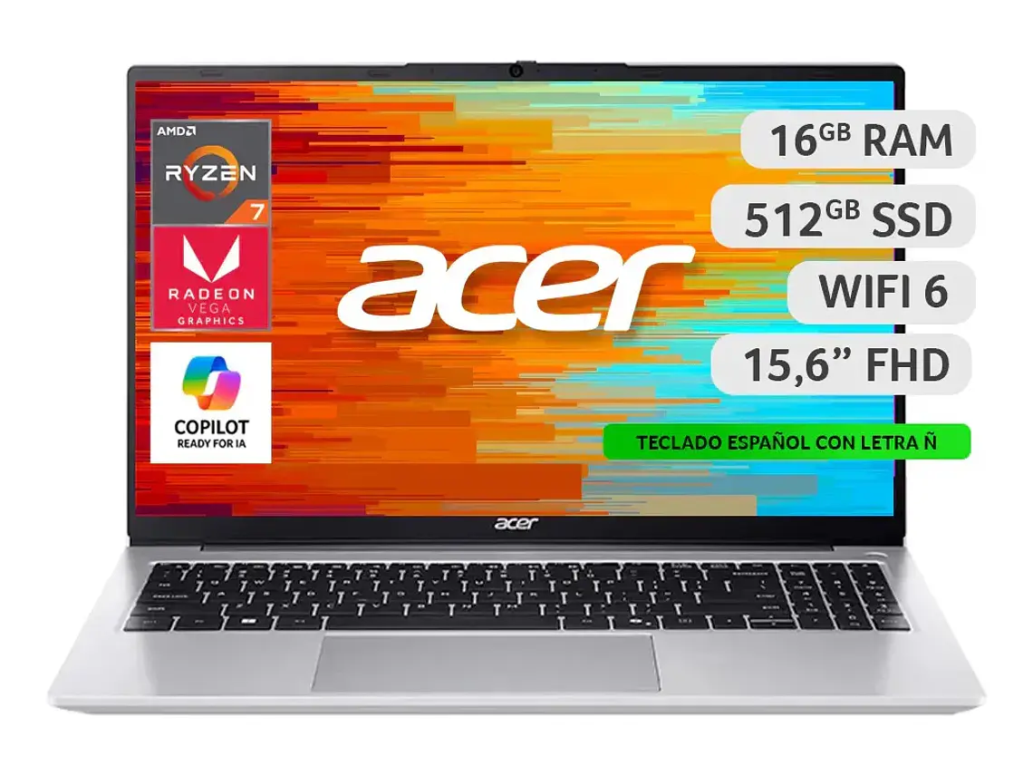 Notebook Acer Aspire Lite AL15-41P-R0ZY-3 Ryzen 7 16GB RAM 512GB SSD 15.6