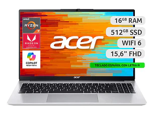 Notebook Acer Aspire Lite AL15-41P-R0ZY-3 Ryzen 7 16GB RAM 512GB SSD 15.6