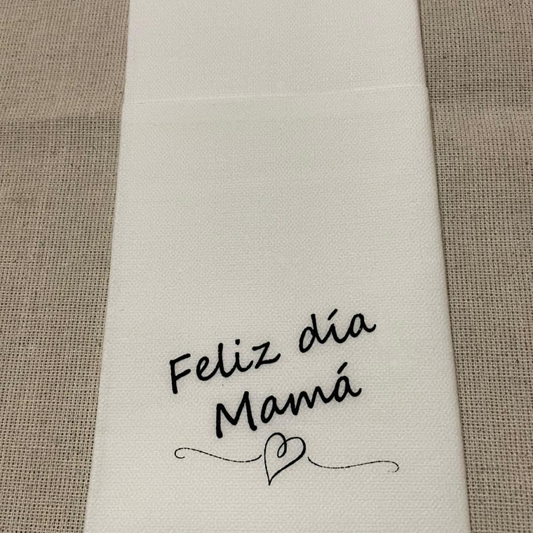 50 Servilletas impresas Feliz día Mamá Airlaid Blanca 40 x 40 cm 4