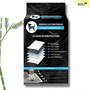 Sabanillas Sanitarias con carbón de Bambú 60x60 cm 30 Unidades