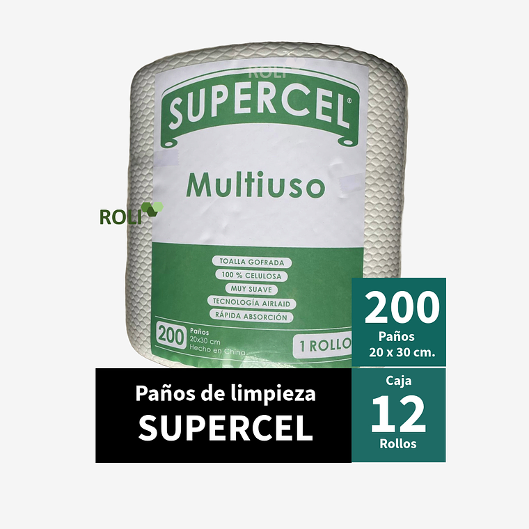 Paños SuperCel 200 paños Airlaid de 20x30 cm Caja 12 Unidades 1