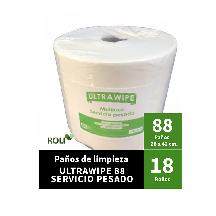 Paños Ultrawipe Rollo 88 paños de 28x42 cm Etiq. Verde 3