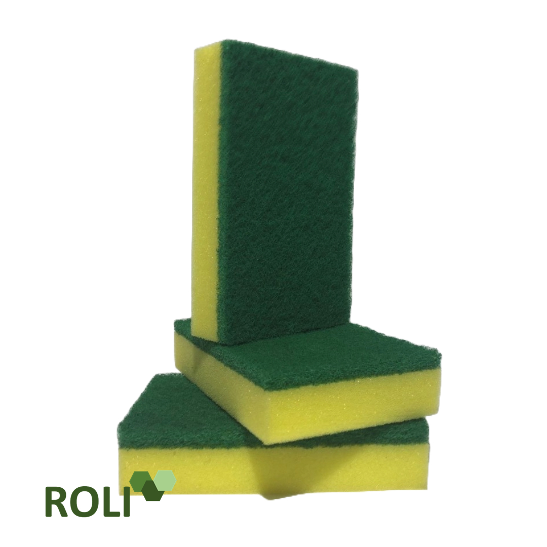 10 Esponjas Loza Verde Amarilla 9x14 cm.