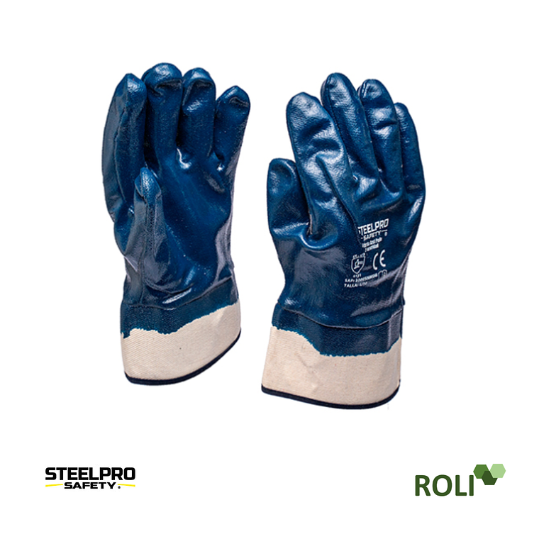 GUANTE NITRILO PUÑO SEGURIDAD STEELPRO CON REGISTRO ISP 1