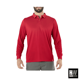 POLERA COOLDRY QUEBEC MANGA LARGA ROJA