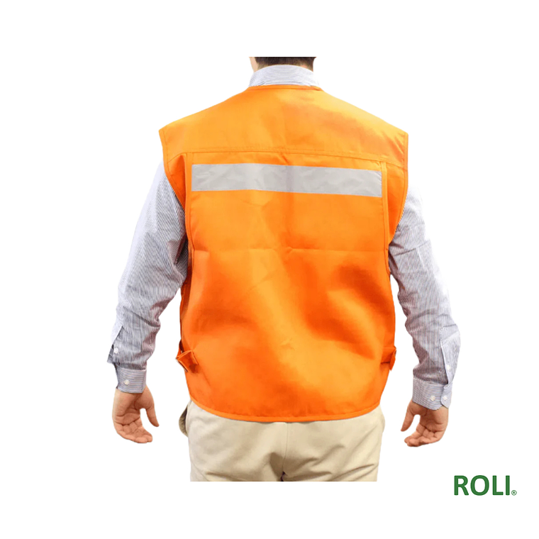 CHALECO GEÓLOGO GABARDINA NARAJA CON CINTA 2