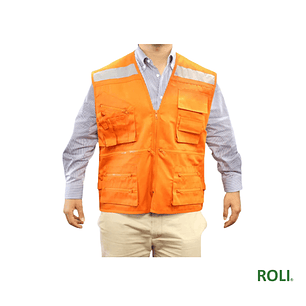 CHALECO GEÓLOGO GABARDINA NARAJA CON CINTA