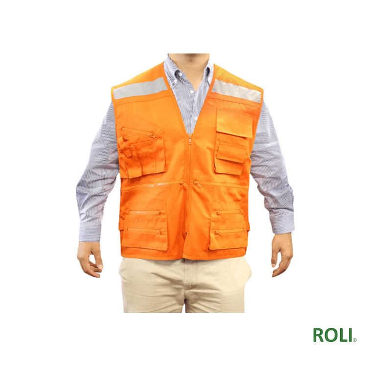 CHALECO GEÓLOGO GABARDINA NARAJA CON CINTA 1