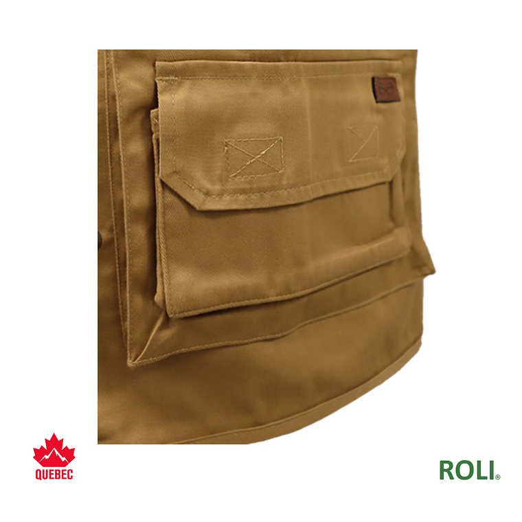 CHALECO GEOLOGO GABARDINA QUEBEC CAMEL CAFE 2