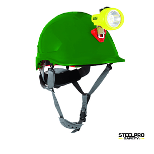 CASCO STEELPRO ABS MTA VERDE CON PORTALAMPARA FULL