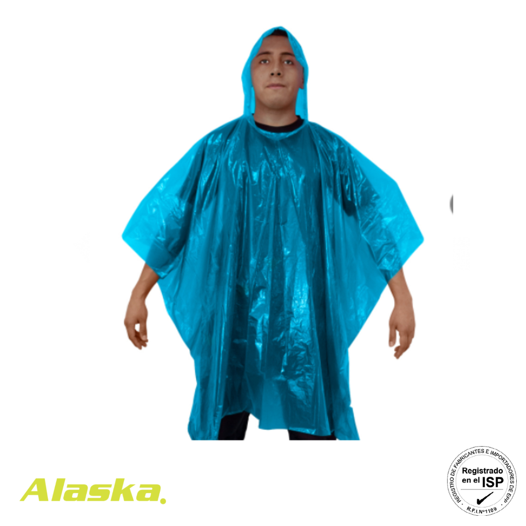 PONCHO DE EMERGENCIA BIODEGRADABLE ALASKA AZUL
