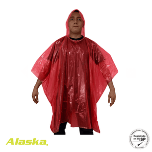 PONCHO DE EMERGENCIA BIODEGRADABLE ALASKA ROJO