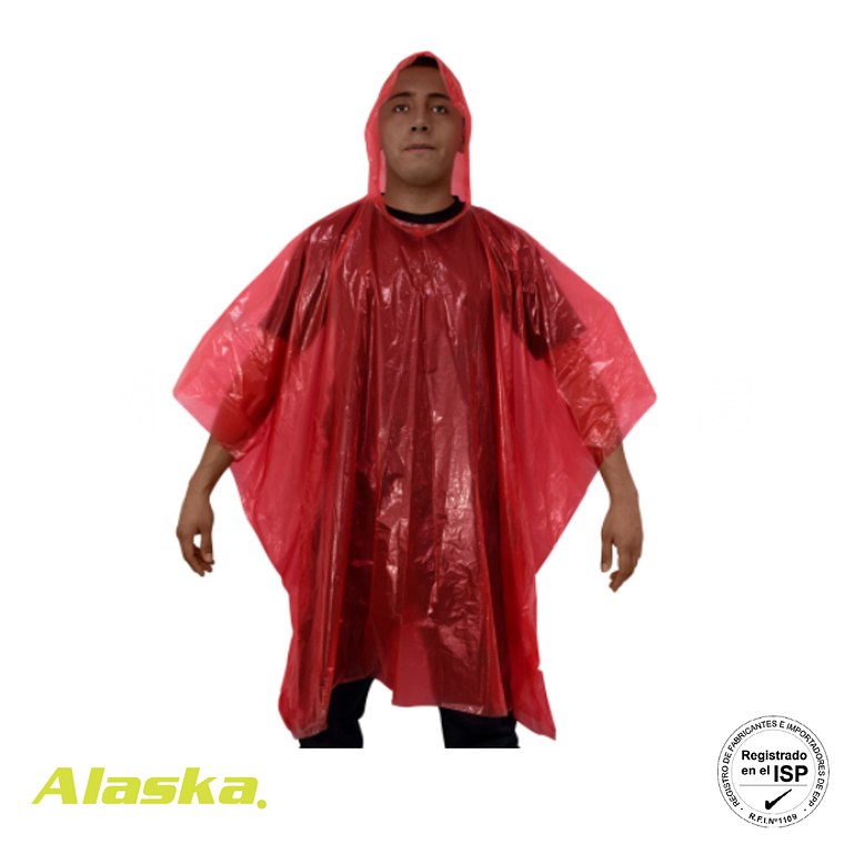 PONCHO DE EMERGENCIA BIODEGRADABLE ALASKA ROJO 1