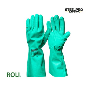 GUANTE STEELPRO NITRILO VERDE FLOCADO CON REGISTRO ISP