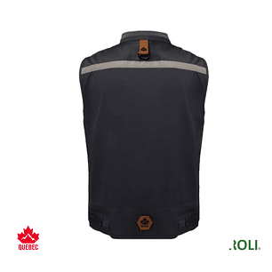 CHALECO GEOLOGO GABARDINA QUEBEC CAMEL GRIS