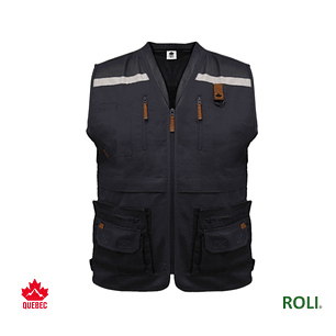 CHALECO GEOLOGO GABARDINA QUEBEC CAMEL GRIS