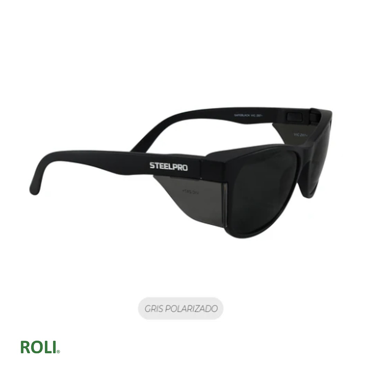 LENTE DE SEGURIDAD SAFEBLACK GRIS POLARIZADO STEELPRO 3