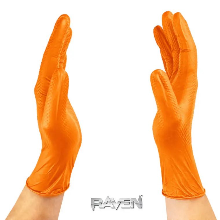 GUANTE RAVEN NITRILO TEXTURIZADO NARANJA 8.0 GR   (CAJA 50 UNIDADES) 2