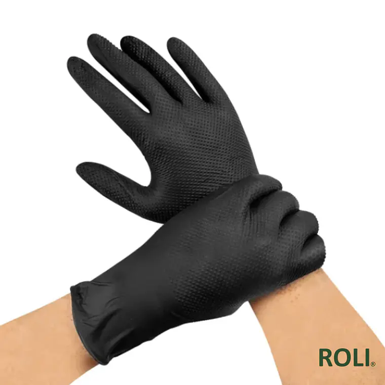 GUANTE RAVEN NITRILO TEXTURIZADO NEGRO 8.0 GR   (CAJA 50 UNIDADES) 2