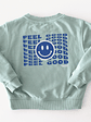 Sudadera infantil 'Feel Good' verde sage – Ropa divertida para niños - Miniatura 3
