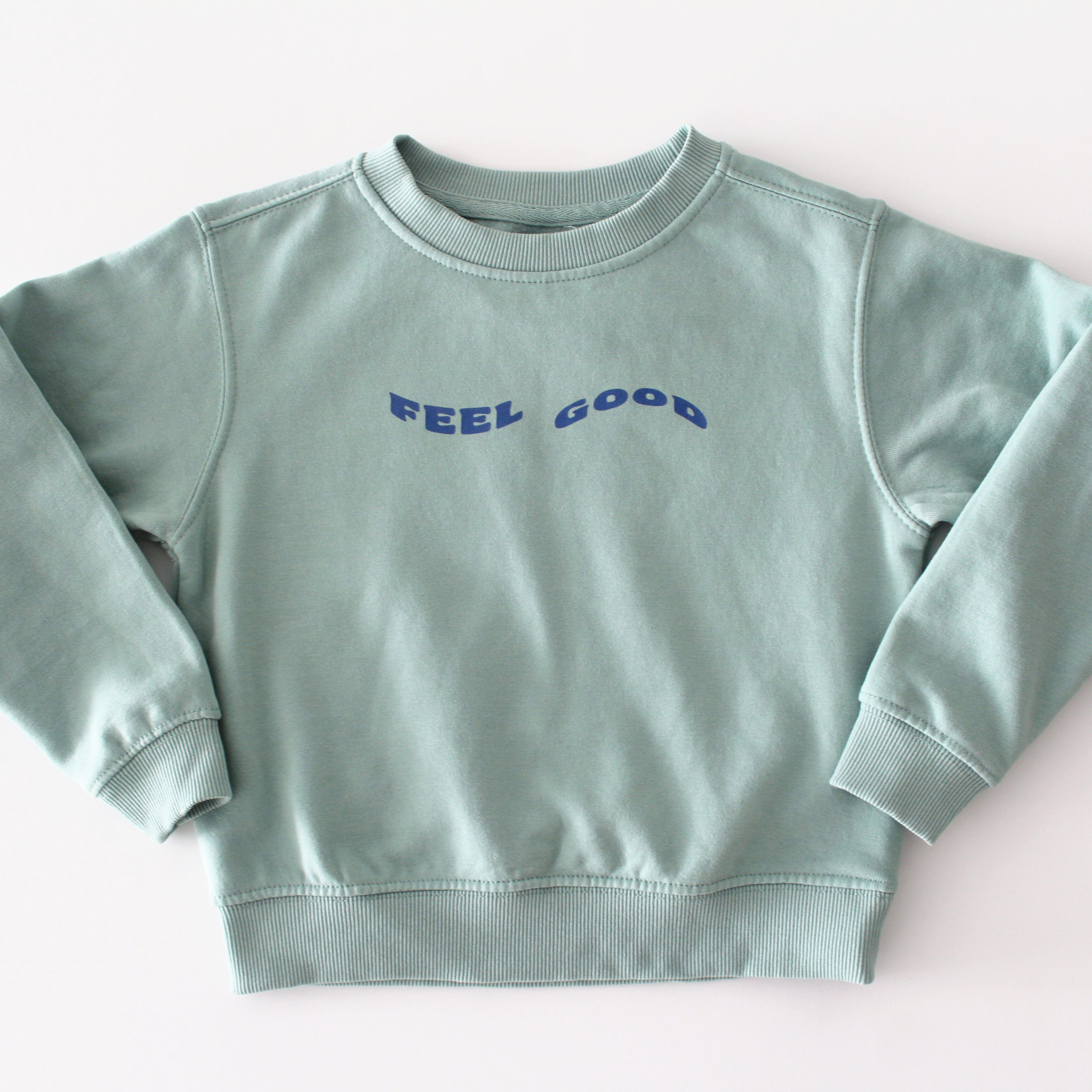 Sudadera infantil 'Feel Good' verde sage – Ropa divertida para niños 10