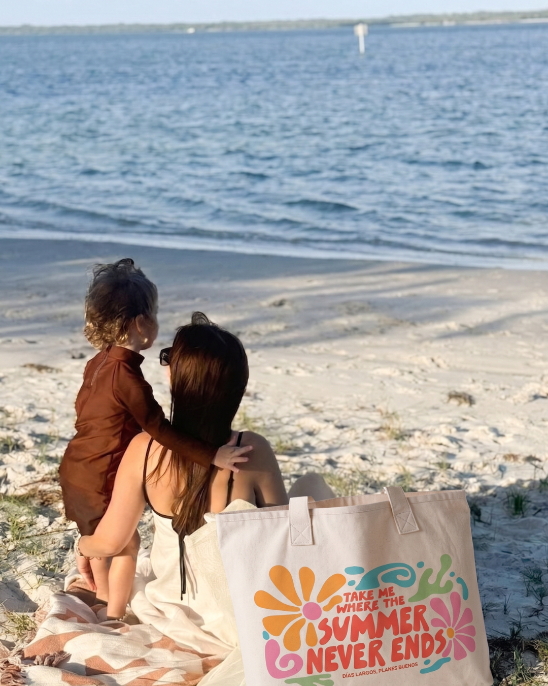 Bolso de playa grande 'Días largos, planes buenos'. 5