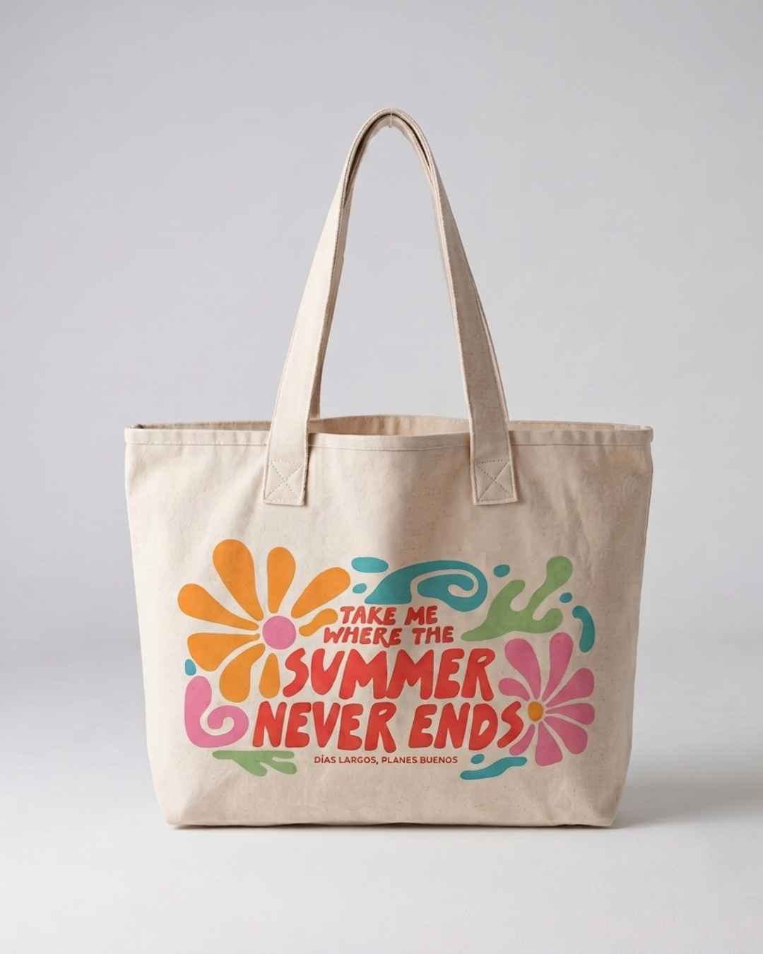 Bolso de playa grande 'Días largos, planes buenos'. 1