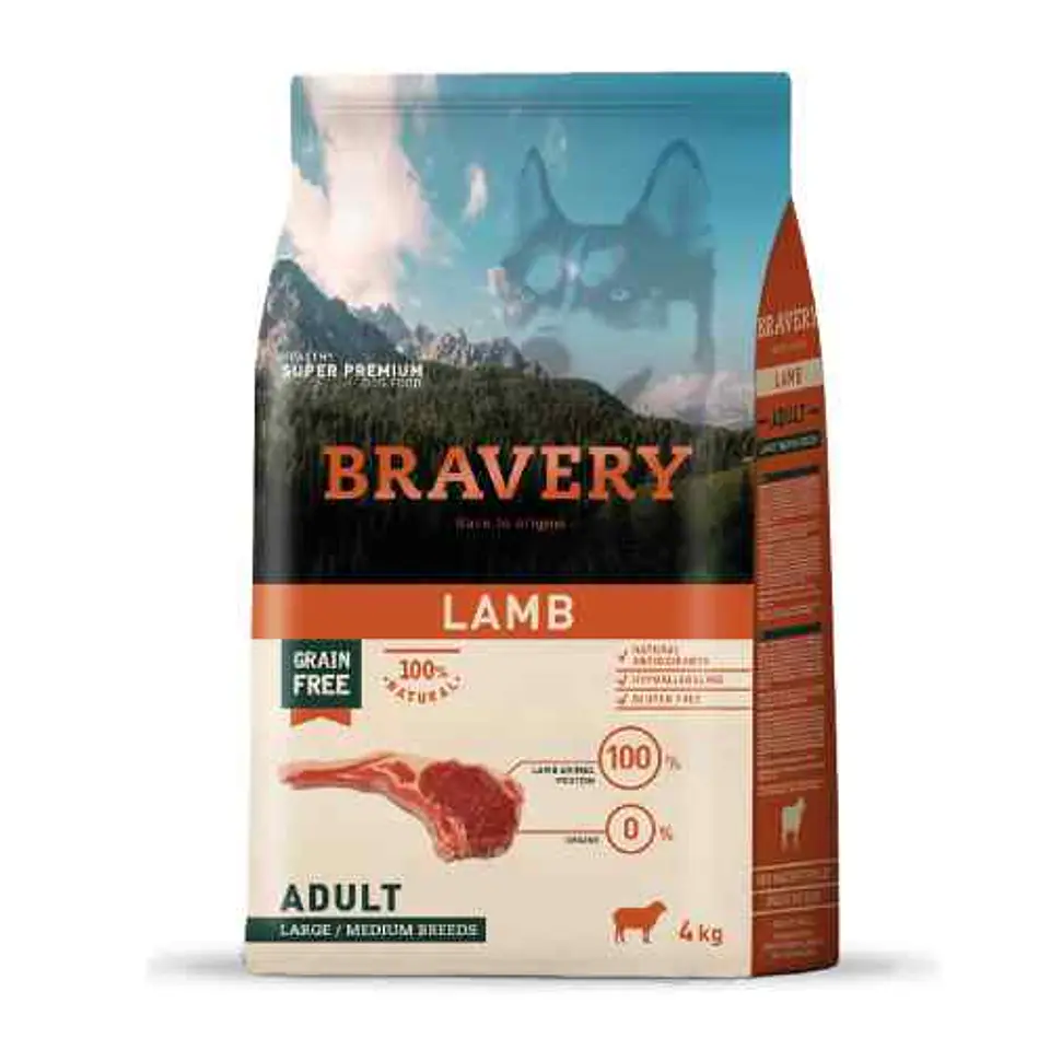 Bravery Cordero Adult Razas Medianas y Grandes 4 Kg 1