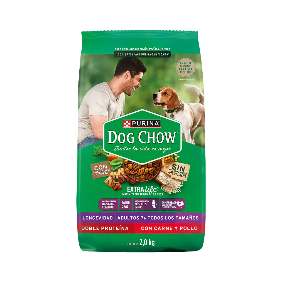 Dog Chow Longevidad Adulto 7+ Todos los Tamaños 8 KG 1