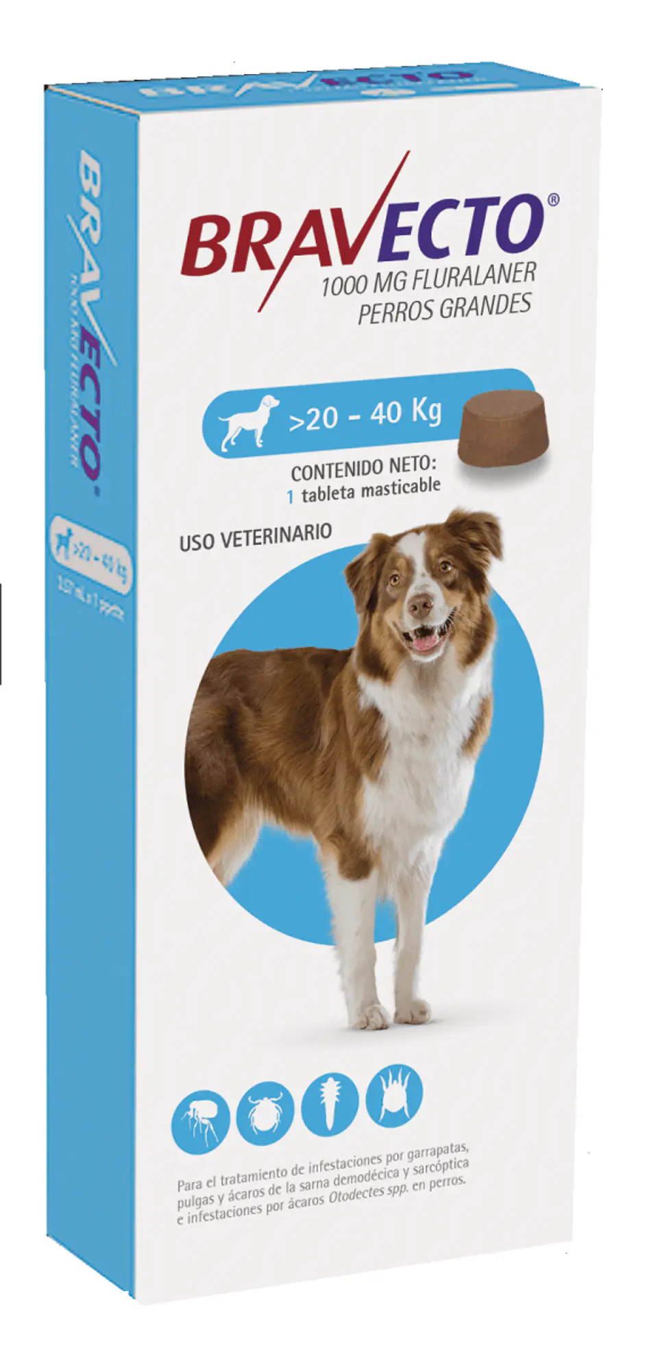 Bravecto Tableta 20 a 40 kg Antipulgas para Perros 1