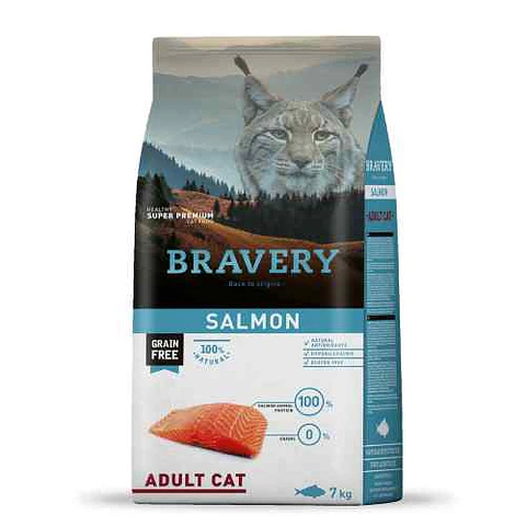 Bravery Salmón Adult Grain Free Alimento Gato 7Kg