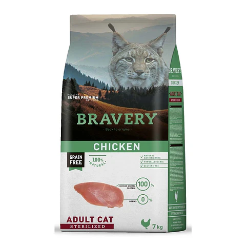 Bravery Chicken Adult Sterilized Grain Free Gato 7Kg