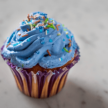 Blue Vanilla Cupcake With Party Colored Chips