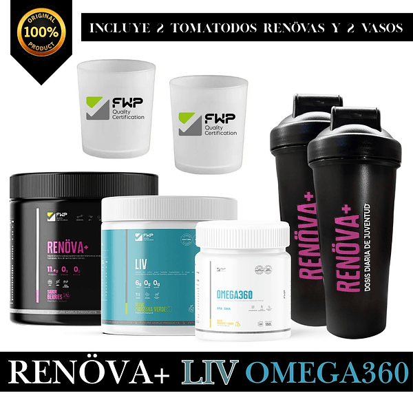 COLÁGENO RENOVA HIDROLIZADO + LIV FIBRA + OMEGA360 FWP X3