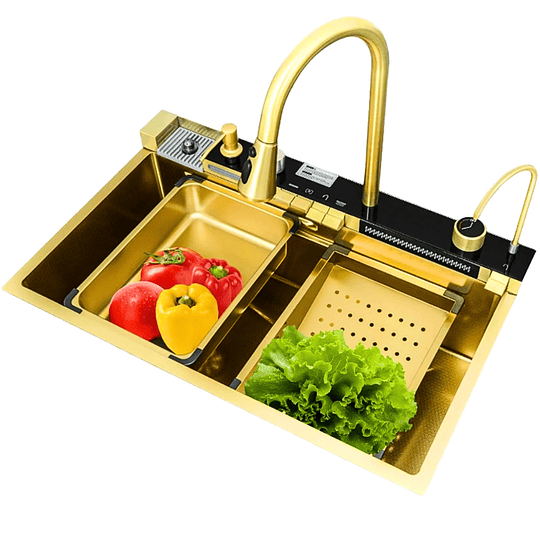 Lavadero Multifuncional de Lujo Dorado 5 Teclas con Accesorios