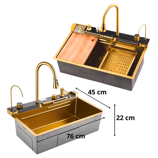 Lavadero Multifuncional de Lujo Dorado 5 Teclas con Accesorios