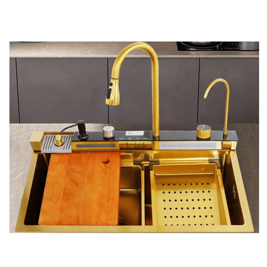Lavadero Multifuncional de Lujo Dorado 5 Teclas con Accesorios