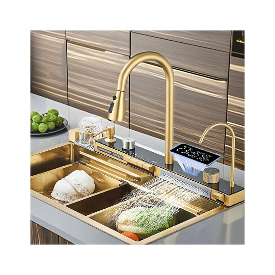 Lavadero Multifuncional de Lujo Dorado 5 Teclas con Accesorios