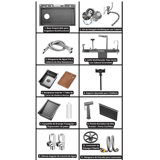 Lavadero Multifuncional de Lujo con Porta Celular LUX-BSA6034