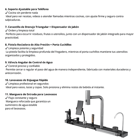 Lavadero Multifuncional de Lujo con Porta Celular LUX-BSA6034