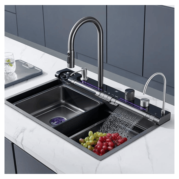 Lavadero Multifuncional de Lujo Nano Negro 7 Teclas con Accesorios Premium