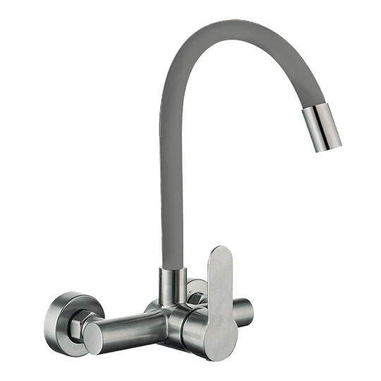 MEZCLADORA DE PARED MC304-244-03 CON CUELLO FLEXIBLE PLOMO