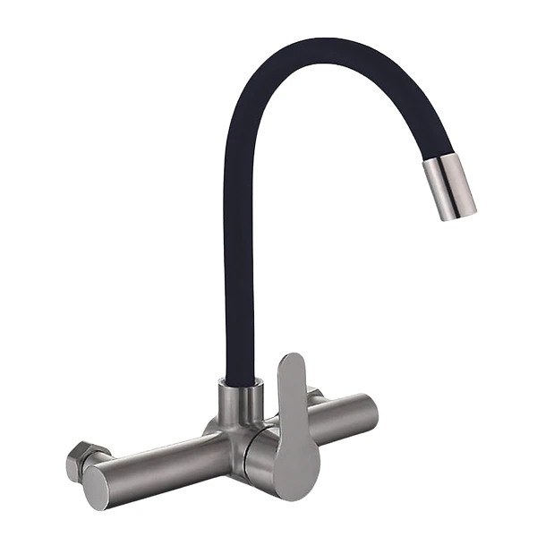 MEZCLADORA DE PARED MC304-244-01 CON CUELLO FLEXIBLE NEGRO