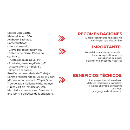 MEZCLADORA DE PARED MC304-266 SATINADA