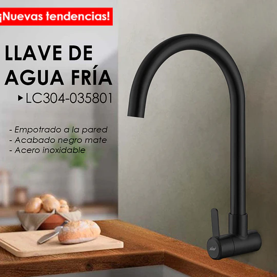 LLAVE GANSO LC304-035801 NEGRO MATE ACERO INOXIDABLE