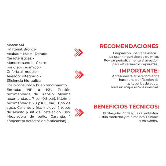 MEZCLADORA BAJA M817307 DORADO MATE