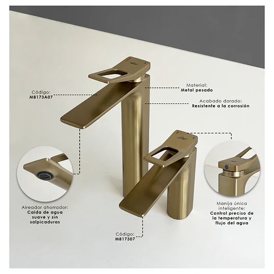 MEZCLADORA BAJA M817307 DORADO MATE