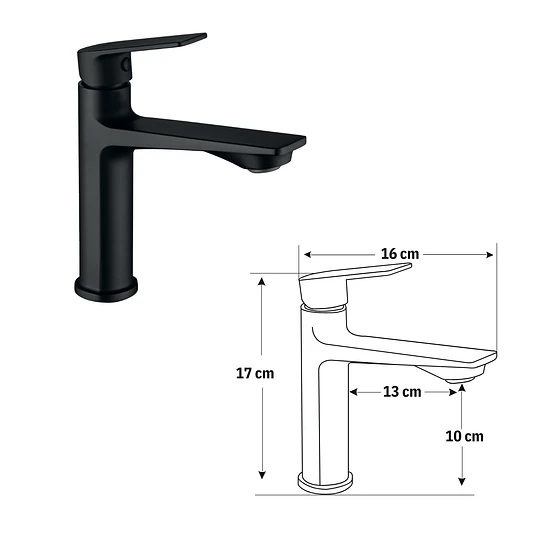 LLAVE BAJA PARA BAÑO L037301 NEGRO MATE