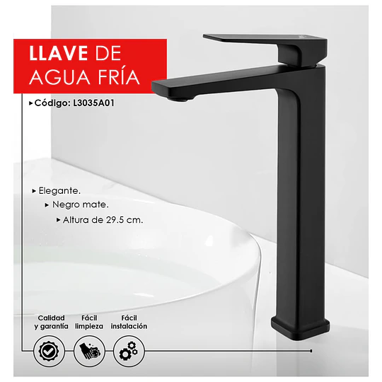 LLAVE ALTA PARA BAÑO L3035A01 NEGRO MATE
