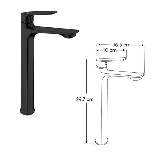 LLAVE ALTA PARA BAÑO L0373A01 NEGRO MATE
